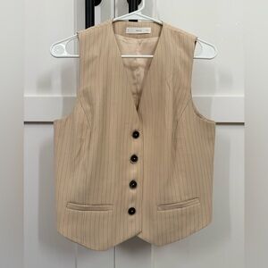 Mango Beige Pinstripe Vest